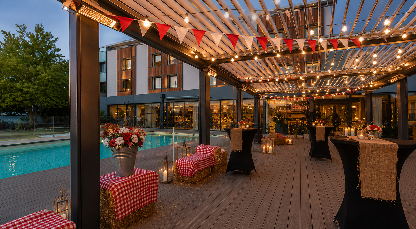 Terrasse extérieure du Black Angus restaurant, Holiday Inn Toulouse Airport, Blagnac
